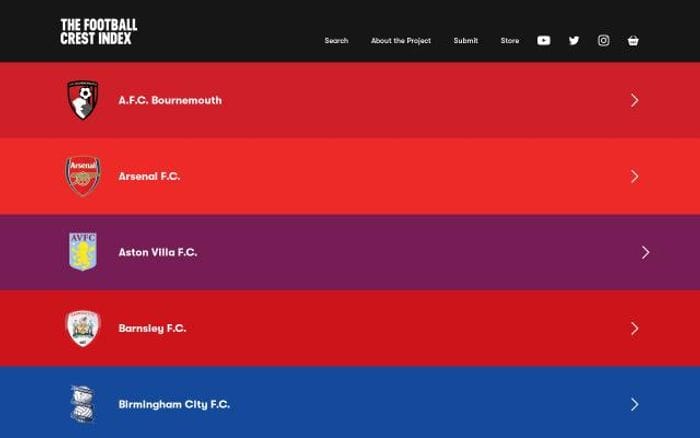 Thefootballcrestindex website preview