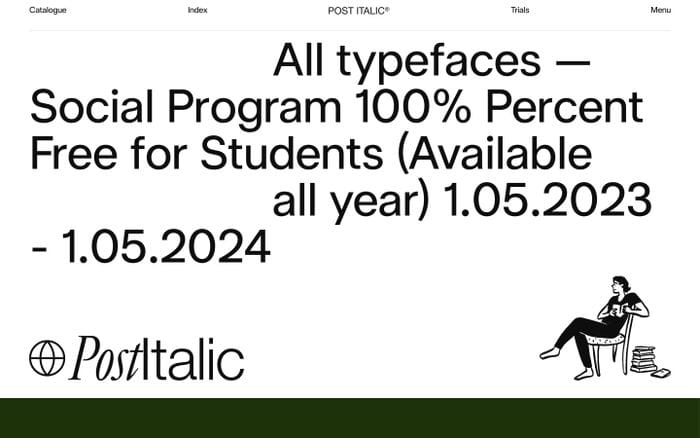 Post Italic Type Foundry website preview