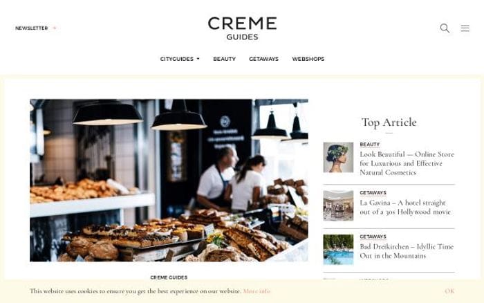 Cremeguides website preview