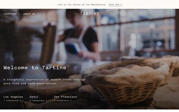 Tartinebakery website preview