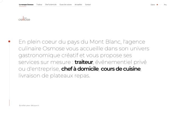 Accueil | Osmose, agence culinaire website preview