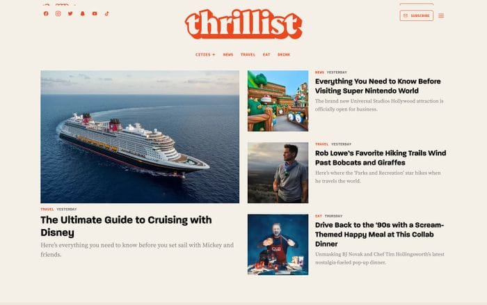 Thrillist website preview