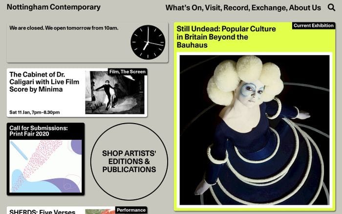 Nottingham Contemporary website preview