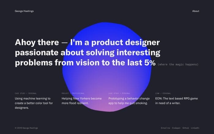 George Hastings - Product Designer website preview
