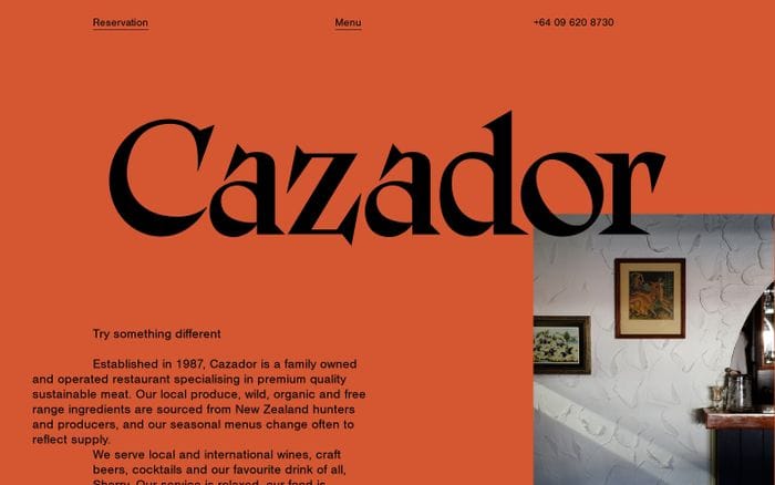 Cazador website preview