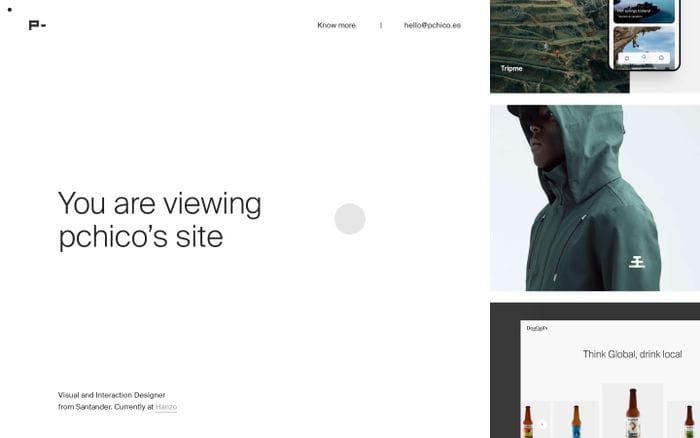 Pchico, Visual and Interaction Designer website preview