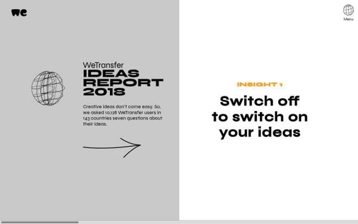 Wetransfer website preview
