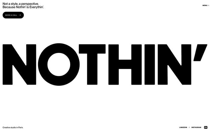 Nothin website preview