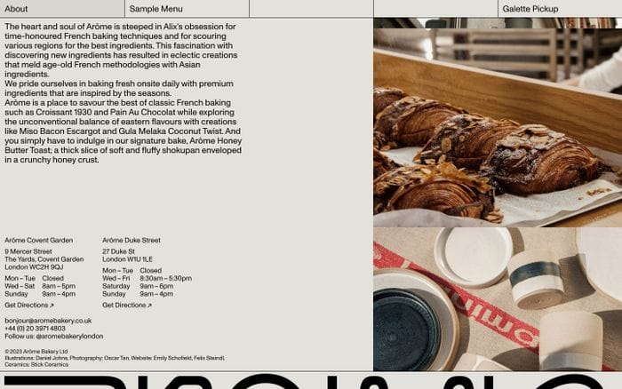 Arôme website preview