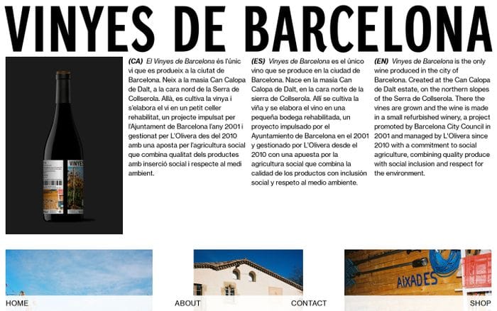 Vinyes de Barcelona website preview