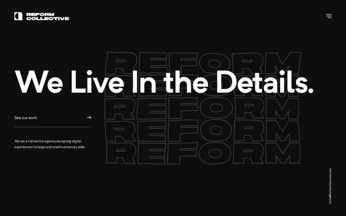 Reform Collective | We Live In the Details website preview