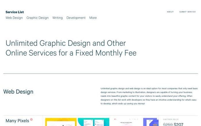 Servicelist website preview