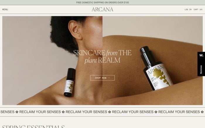 Arcana website preview
