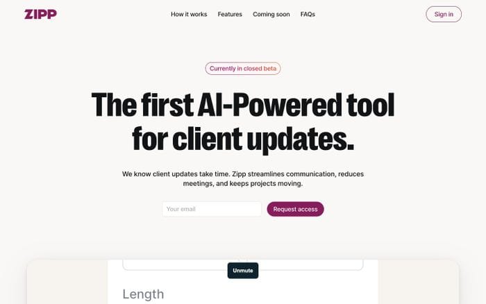 Zipp website preview