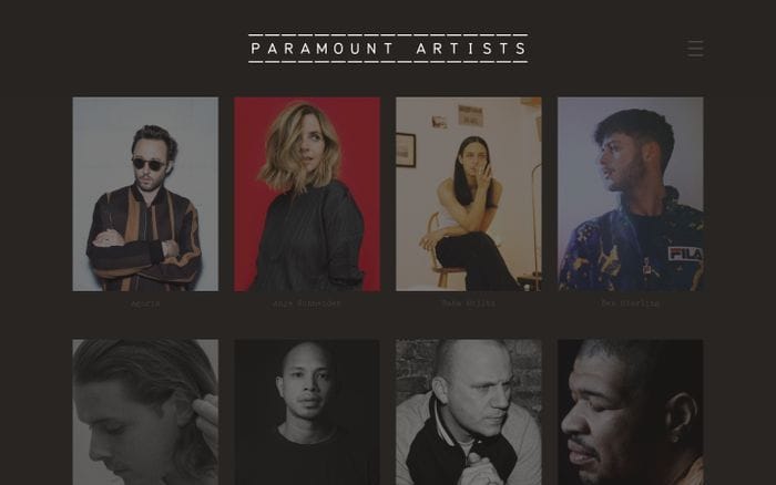 Paramount Artists website preview