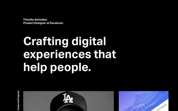 Timothy Achumba. Designer at Facebook website preview