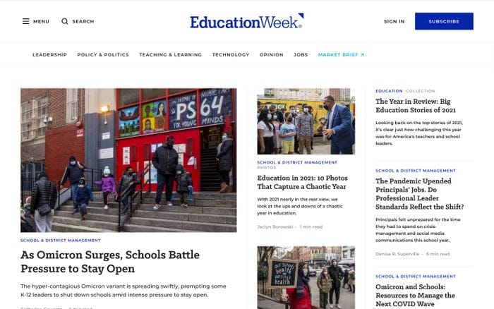 Education Week website preview