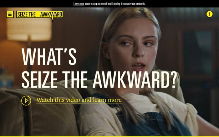 Seize The Awkward - Talking to your friends about mental health and how to help website preview