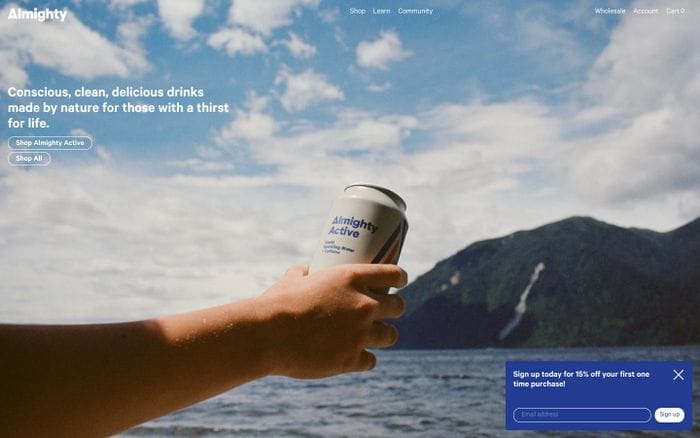 Almighty Drinks website preview