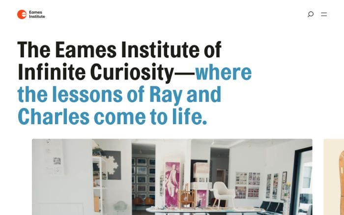 Eames Institute of Infinite Curiosity website preview
