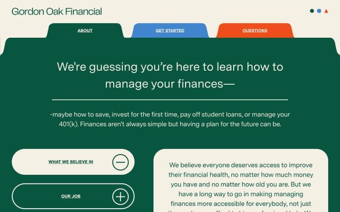 Gordon Oak financial website preview
