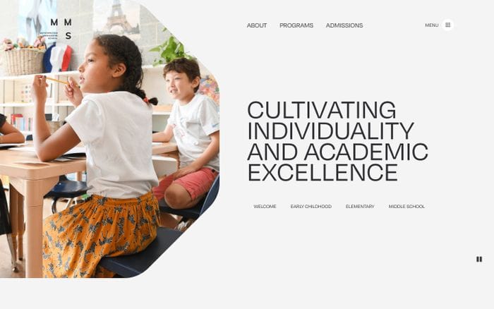 Metropolitan Montessori School website preview