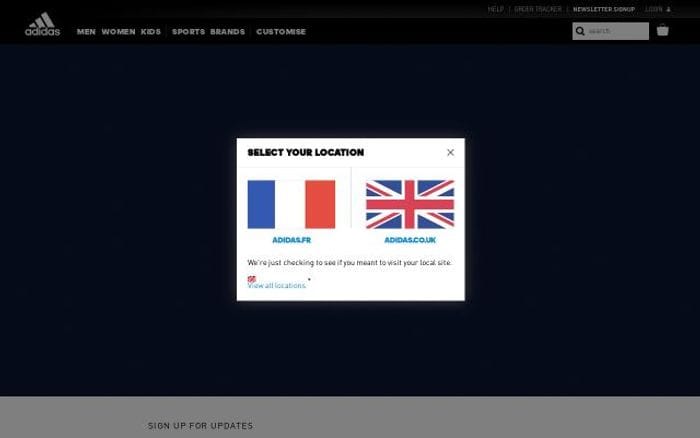 Adidas website preview