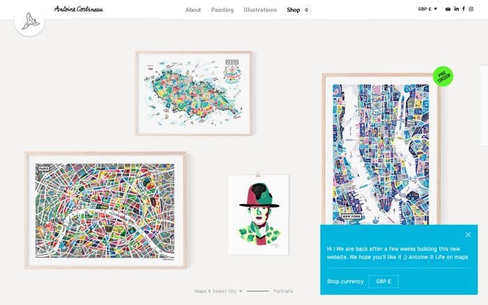 Illustrated maps and portraits by Antoine Corbineau — Life On Maps website preview