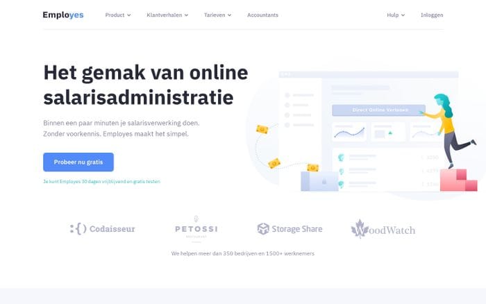 Online salarisadministratie voor het MKB | Zelf aan de slag | Employes website preview