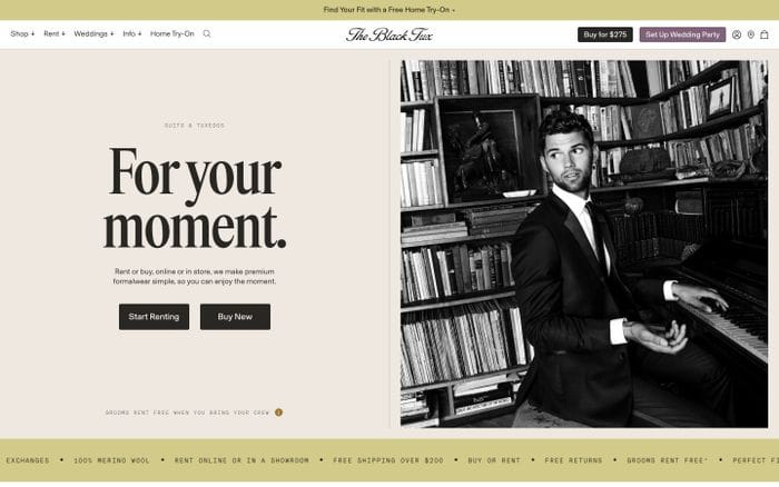 The Black Tux website preview