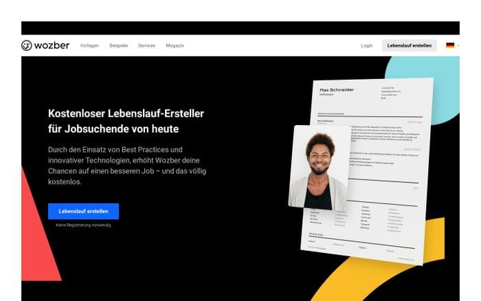 Kostenloser Lebenslauf-Ersteller für Jobsuchende von heute | Wozber website preview