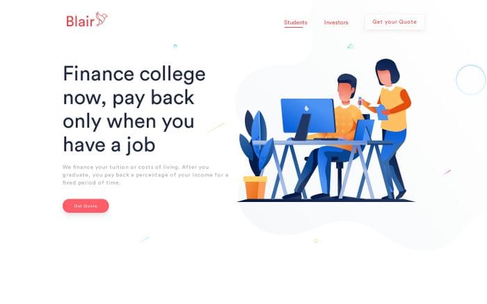 Blair - Better Student Financing website preview