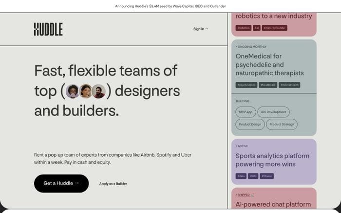 Huddle website preview