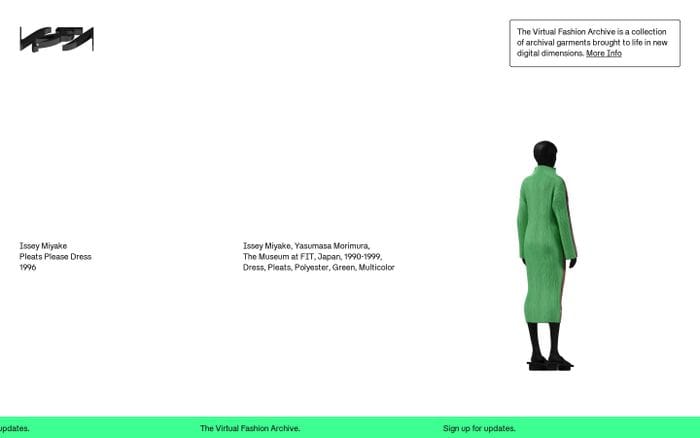 The Virtual Fashion Archive website preview