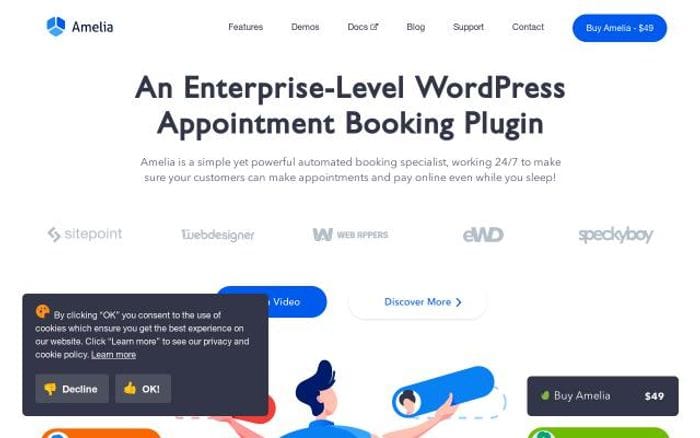 Wpamelia website preview