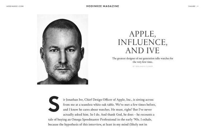 Hodinkee website preview