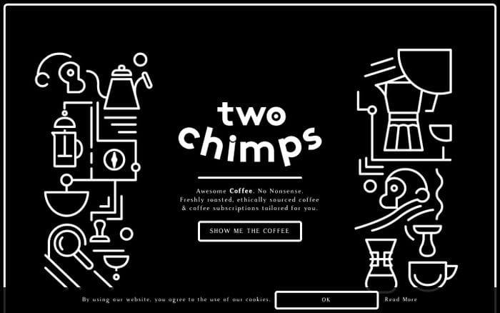 Two Chimps Coffee website preview