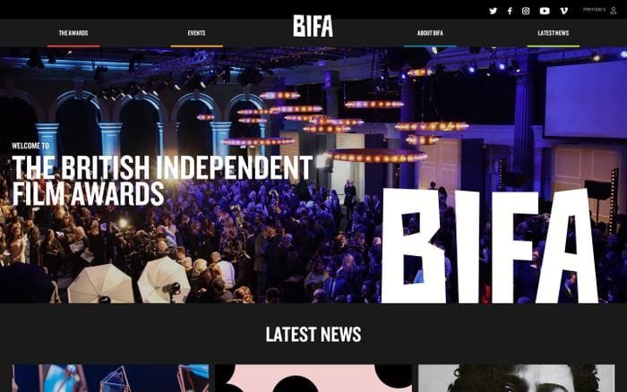 BIFA · British Independent Film Awards website preview