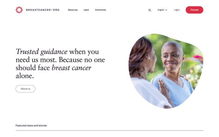 Breast Cancer Information and Support website preview