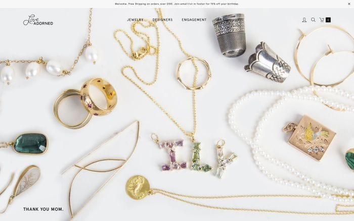 Love Adorned - Fine Jewelry, Interiors and Accessories website preview