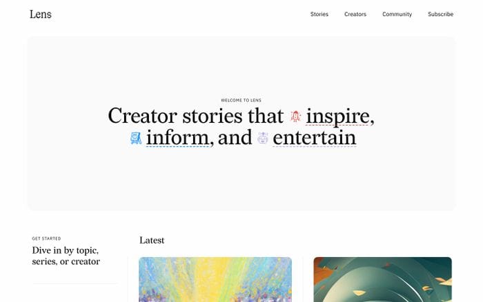 Lens website preview
