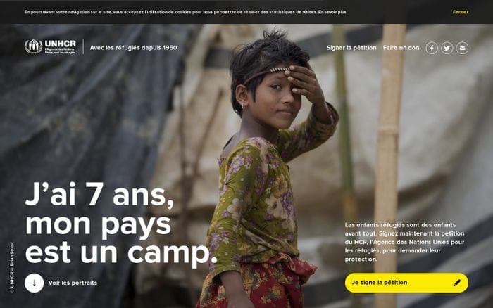 Mon pays est un camp — UNHCR website preview