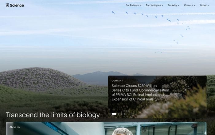 Science website preview