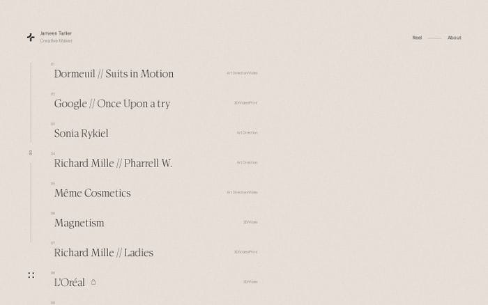 Jameen Tarlier website preview