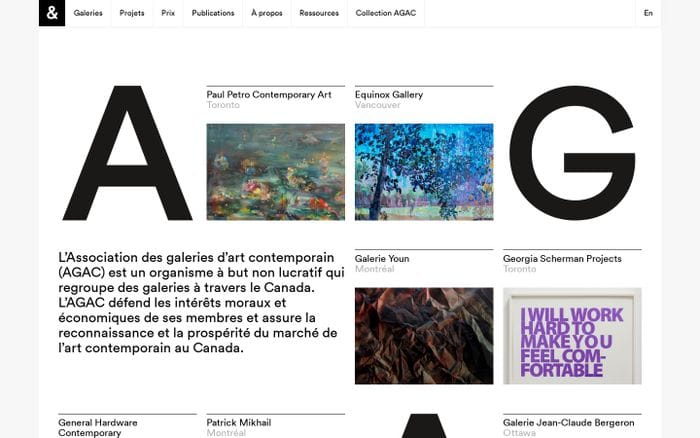 Association des galeries d’art contemporain website preview