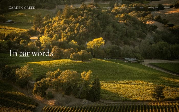Garden Creek Vineyards website preview