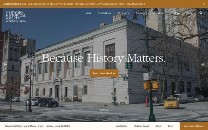 New-York Historical Society website preview