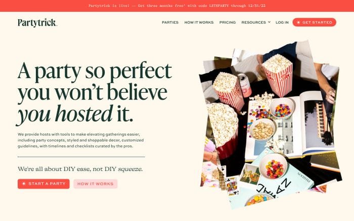 Partytrick website preview