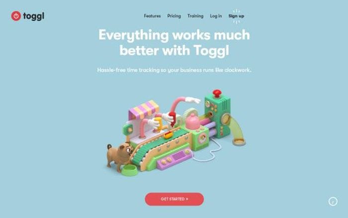 Toggl website preview