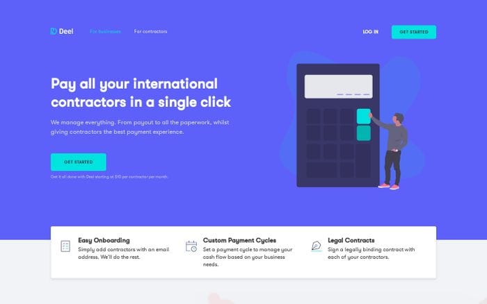 Deel - Payout for international contractors in a single click website preview